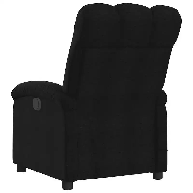 Fauteuil de massage électrique inclinable - Dossier à oreilles, tissu noir, réglage motorisé, 6 points de vibration, fauteuil avec pochette de rangement