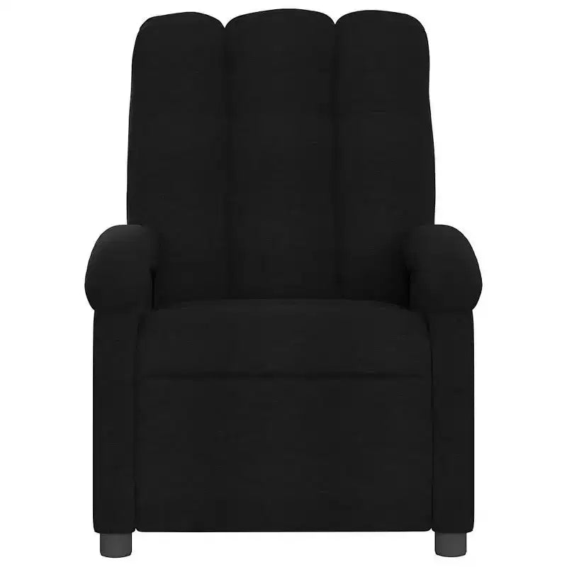 Fauteuil de massage électrique inclinable - Dossier à oreilles, tissu noir, réglage motorisé, 6 points de vibration, fauteuil avec pochette de rangement