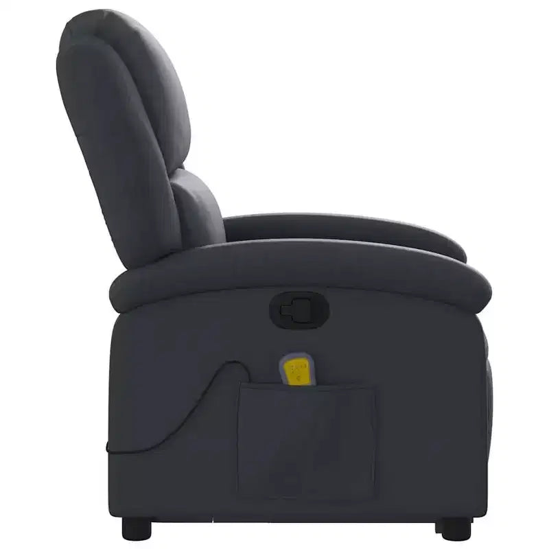 Fauteuil inclinable électrique releveur en cuir noir avec massage et inclinaison manuelle
