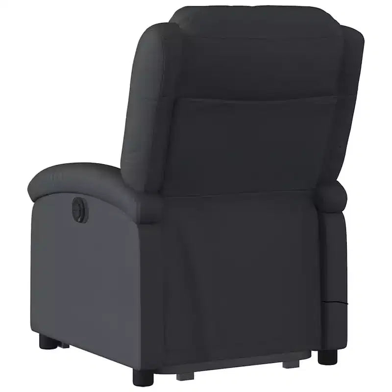 Fauteuil inclinable électrique releveur en cuir noir avec massage et inclinaison manuelle