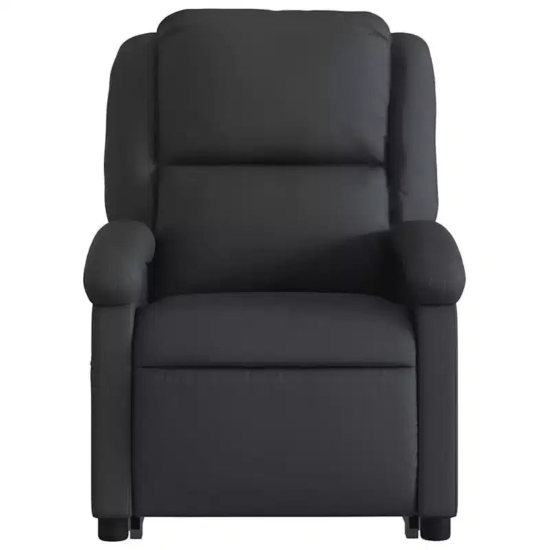 Fauteuil inclinable électrique releveur en cuir noir avec massage et inclinaison manuelle