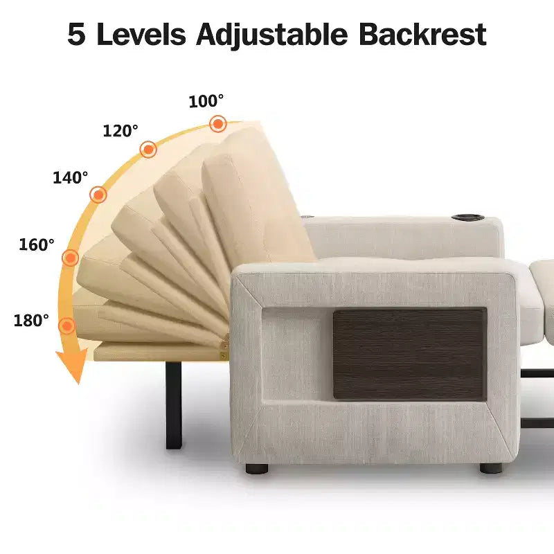 Fauteuil-lit convertible 3-en-1, canapé-lit escamotable blanc