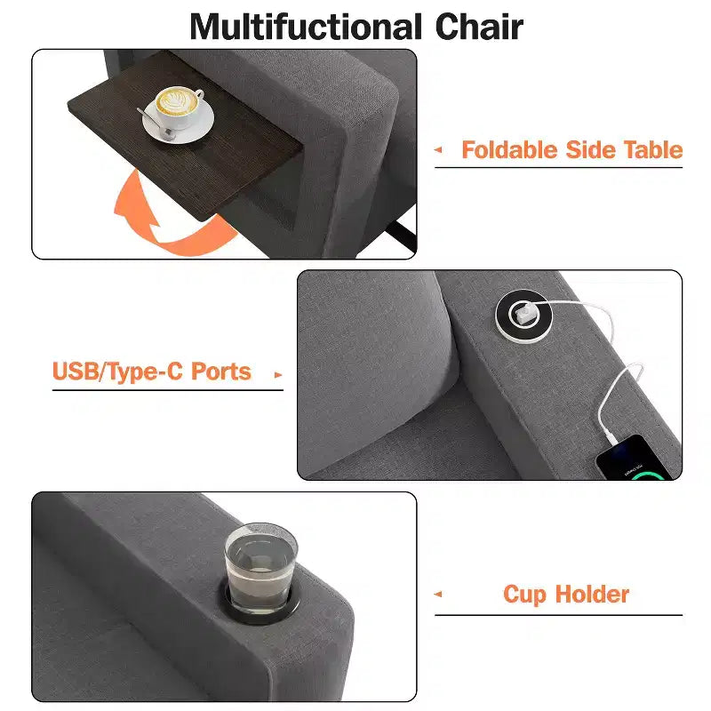 Fauteuil-lit convertible 3-en-1, canapé-lit escamotable blanc