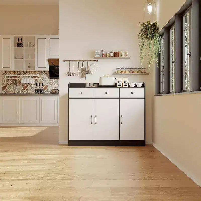 Buffet bahut moderne avec tiroirs et étagères, meuble de rangement de 120 cm pour salle à manger, cuisine, salon, entrée