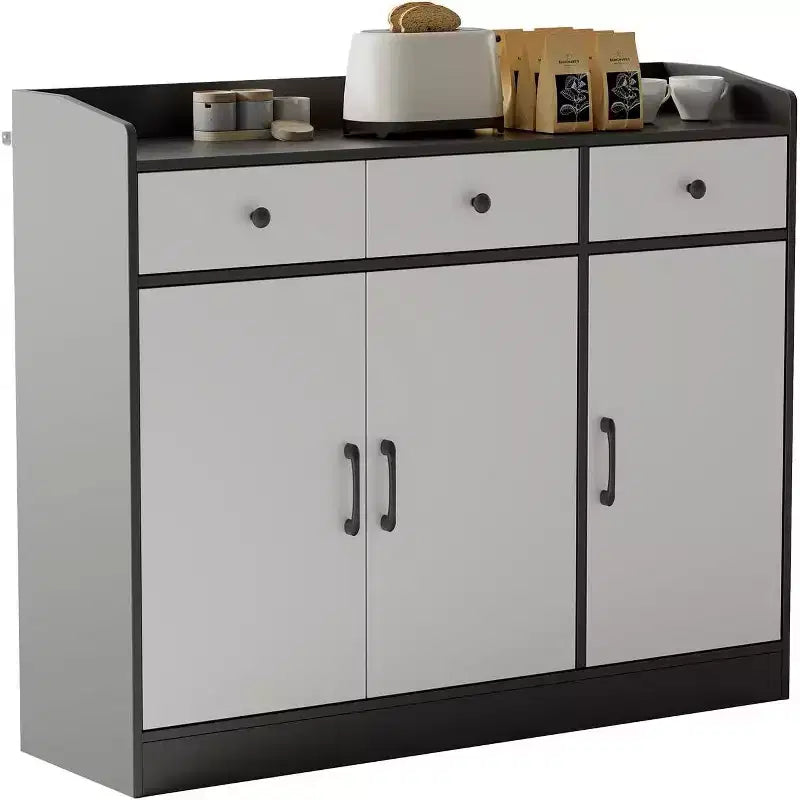 Buffet bahut moderne avec tiroirs et étagères, meuble de rangement de 120 cm pour salle à manger, cuisine, salon, entrée