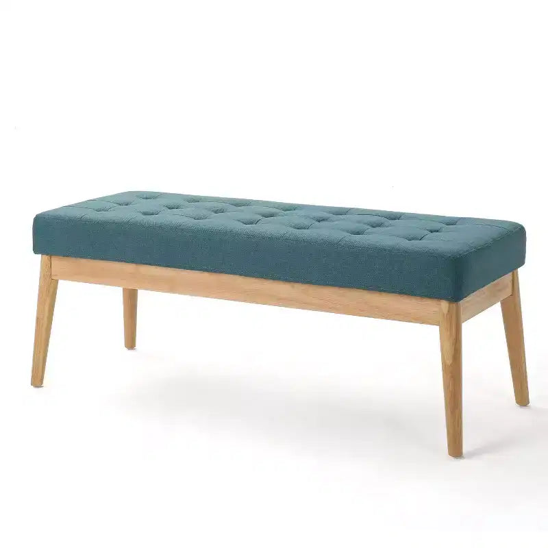 Banc d'entrée moderne avec cadre en bois, tabourets repose-pieds ottoman avec siège rembourré