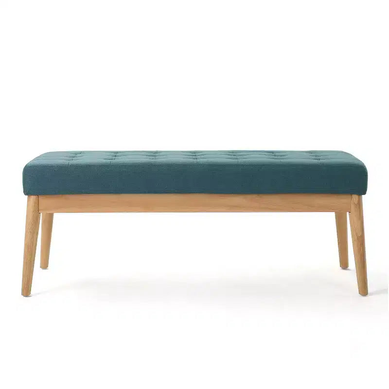 Banc d'entrée moderne avec cadre en bois, tabourets repose-pieds ottoman avec siège rembourré