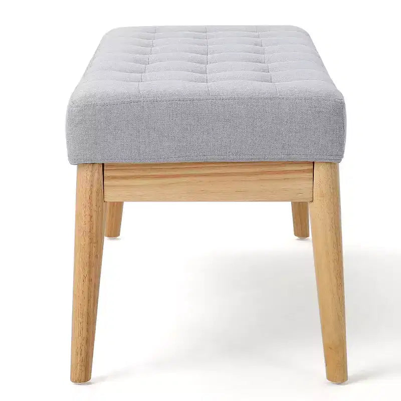 Banc d'entrée moderne avec cadre en bois, tabourets repose-pieds ottoman avec siège rembourré