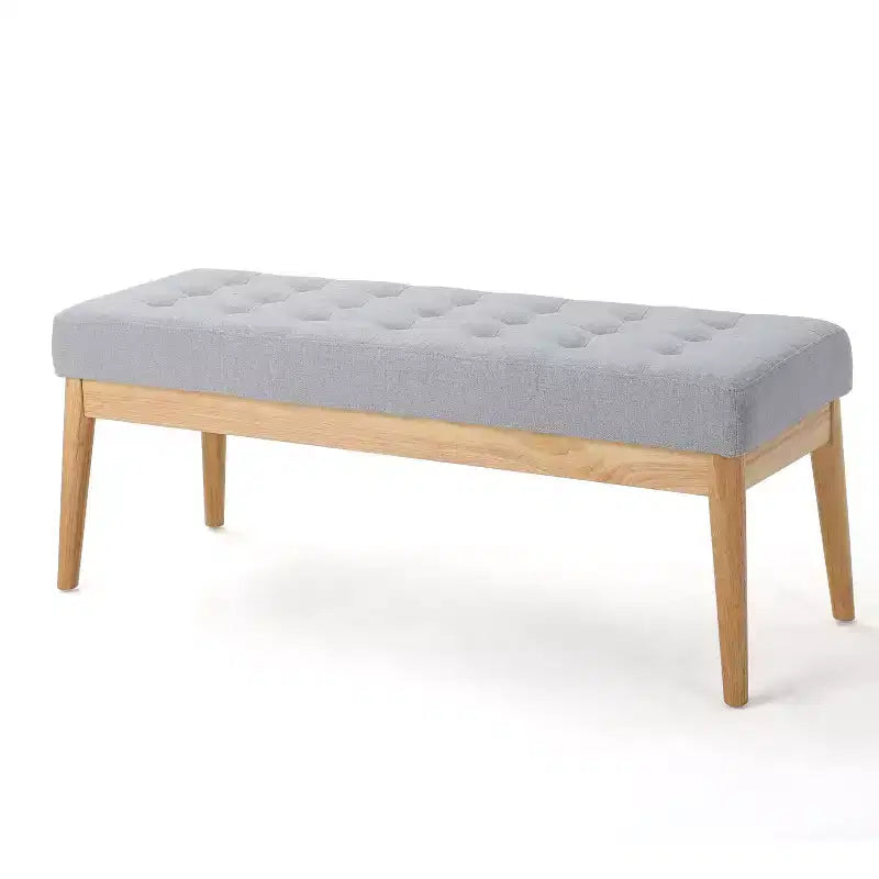Banc d'entrée moderne avec cadre en bois, tabourets repose-pieds ottoman avec siège rembourré