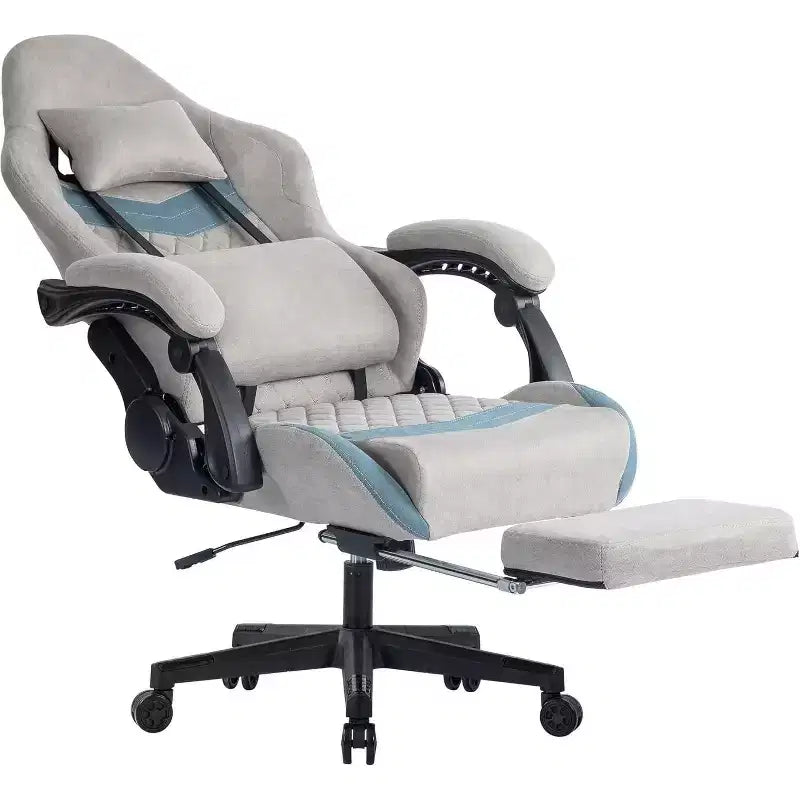 Chaise de bureau avec support lombaire réglable, appuie-tête, repose-pieds, accoudoirs liés, grande taille