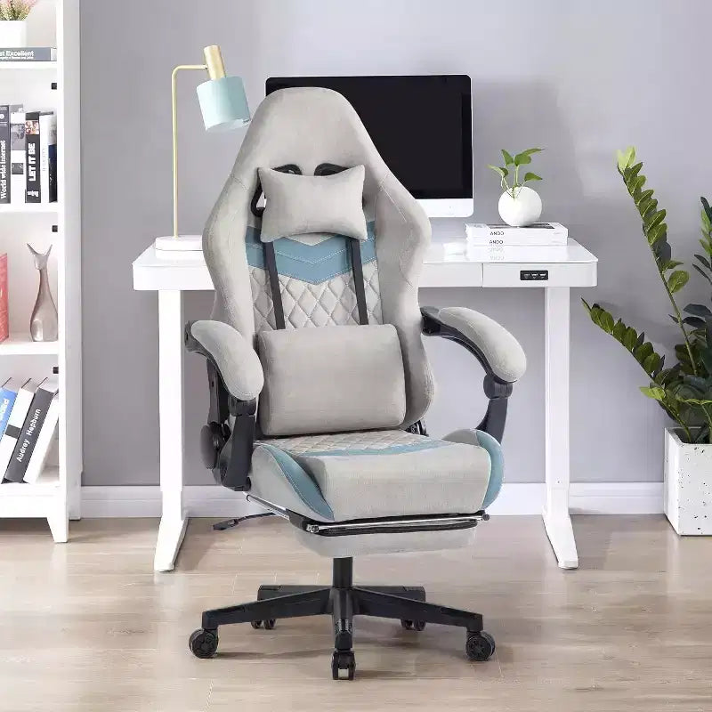 Chaise de bureau avec support lombaire réglable, appuie-tête, repose-pieds, accoudoirs liés, grande taille