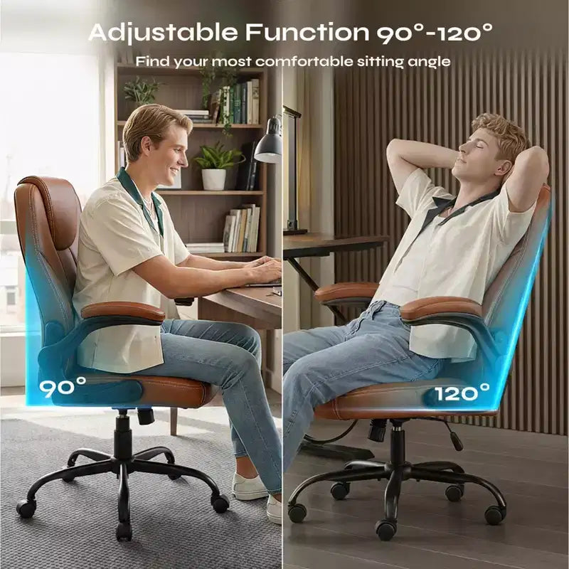 Chaise de bureau ergonomique avec coussin double couche, chaise de jeu avec roulettes et accoudoirs relevables, cuir PU