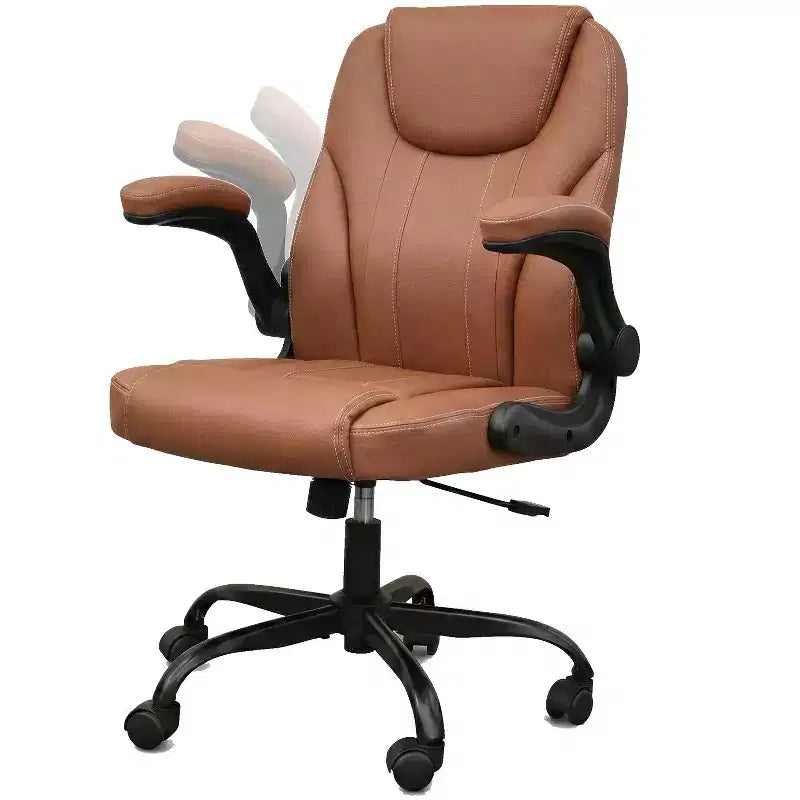 Chaise de bureau ergonomique avec coussin double couche, chaise de jeu avec roulettes et accoudoirs relevables, cuir PU