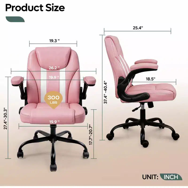 Chaise de bureau ergonomique avec coussin double couche, chaise de jeu avec roulettes et accoudoirs relevables, cuir PU