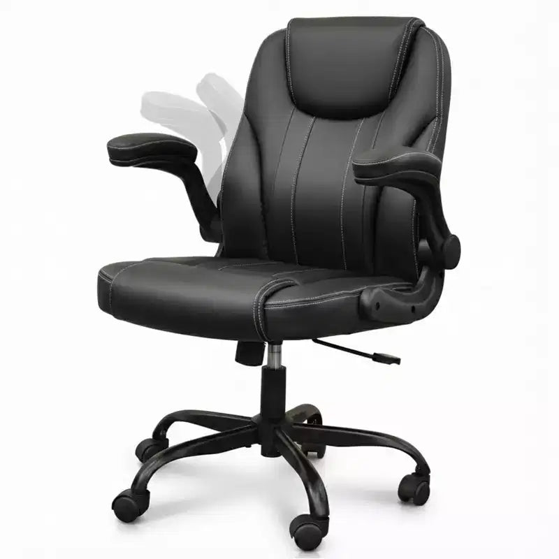 Chaise de bureau ergonomique avec coussin double couche, chaise de jeu avec roulettes et accoudoirs relevables, cuir PU