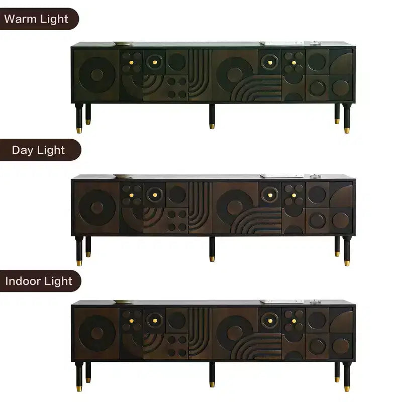 Meuble TV de style médiéval avec portes sculptées Meuble TV moderne Meuble TV de salon pour téléviseurs de moins de 80 pouces