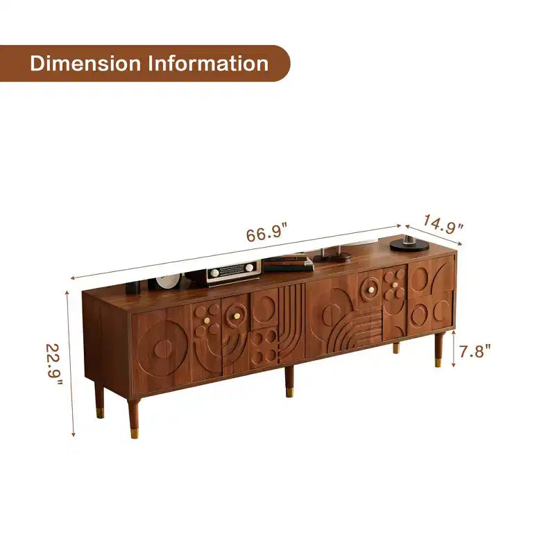Meuble TV de style médiéval avec portes sculptées Meuble TV moderne Meuble TV de salon pour téléviseurs de moins de 80 pouces