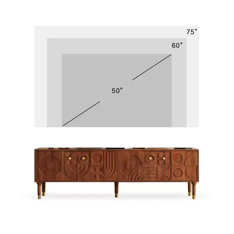Meuble TV de style médiéval avec portes sculptées Meuble TV moderne Meuble TV de salon pour téléviseurs de moins de 80 pouces