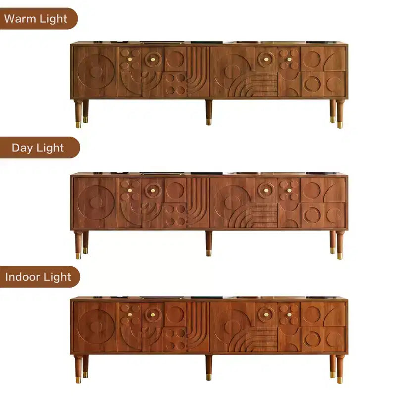 Meuble TV de style médiéval avec portes sculptées Meuble TV moderne Meuble TV de salon pour téléviseurs de moins de 80 pouces
