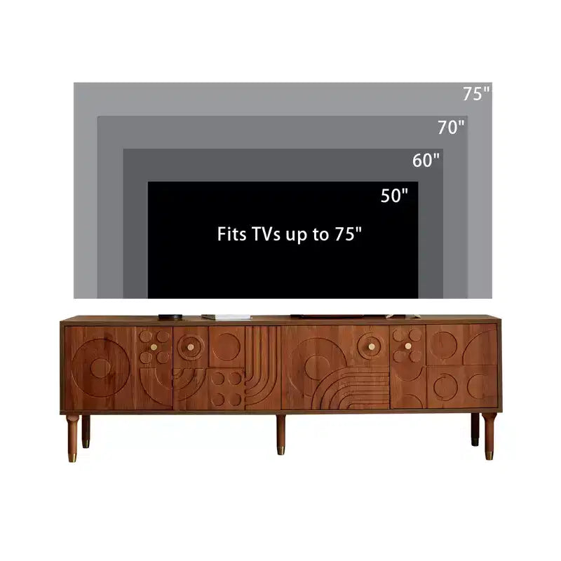 Meuble TV de style médiéval avec portes sculptées Meuble TV moderne Meuble TV de salon pour téléviseurs de moins de 80 pouces