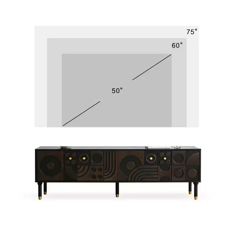 Meuble TV de style médiéval avec portes sculptées Meuble TV moderne Meuble TV de salon pour téléviseurs de moins de 80 pouces