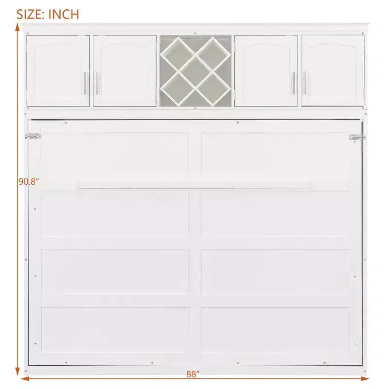 Lit escamotable Queen moderne avec 2 armoires pour salon ou appartement
