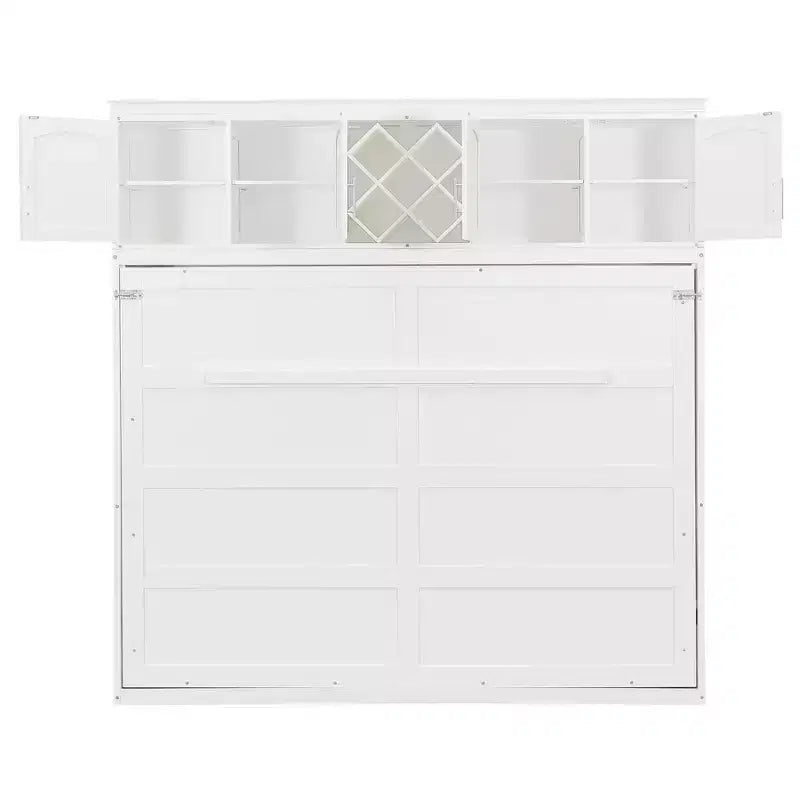 Lit escamotable Queen moderne avec 2 armoires pour salon ou appartement