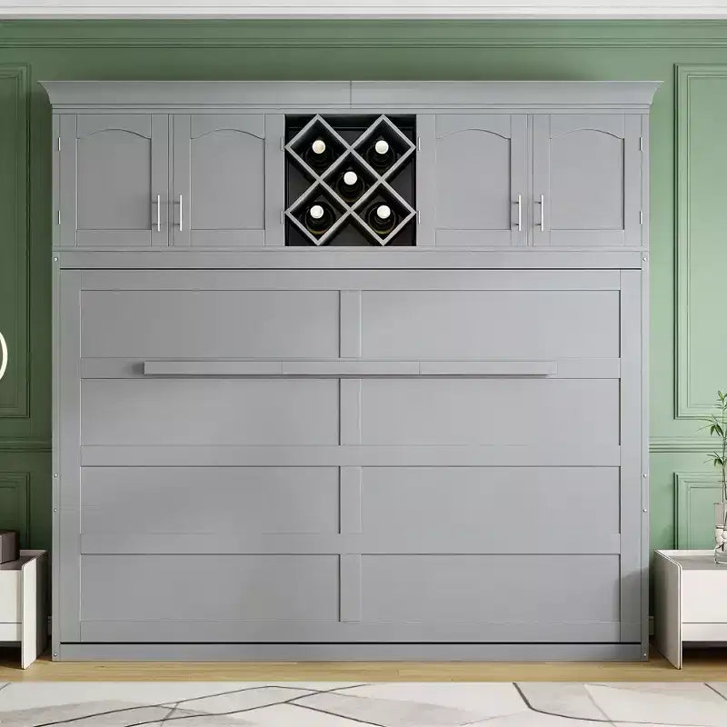 Luxystar Modern Queen Murphy Bed with 2 Cabinets for Living Room or Apartment