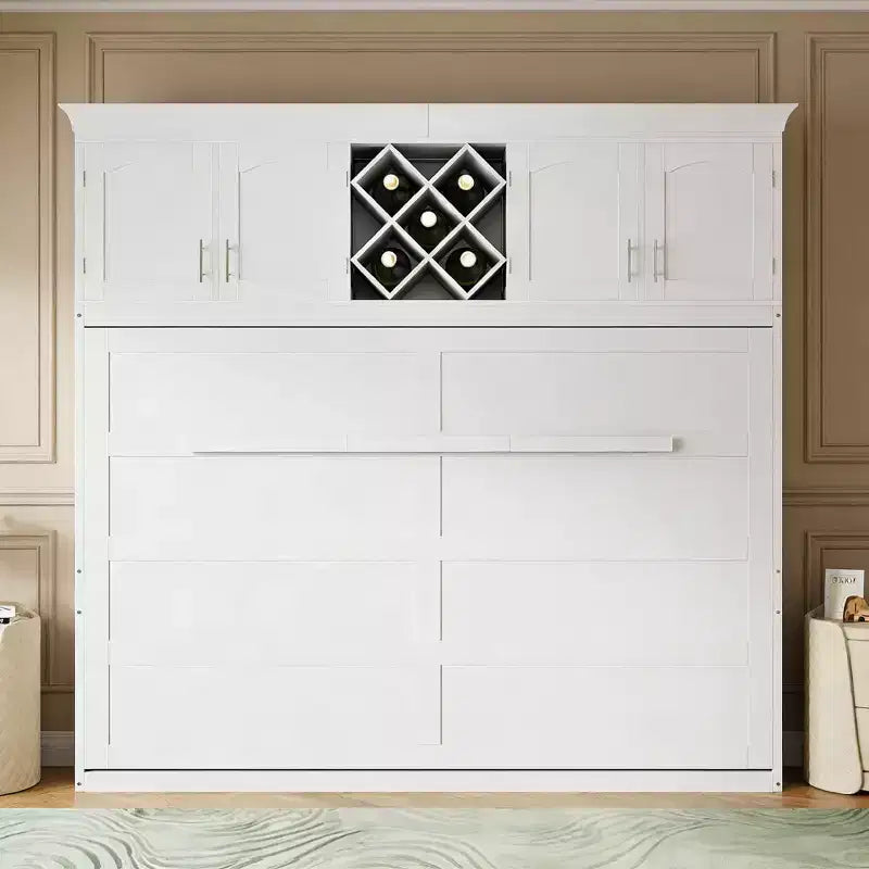 Lit escamotable Queen moderne avec 2 armoires pour salon ou appartement