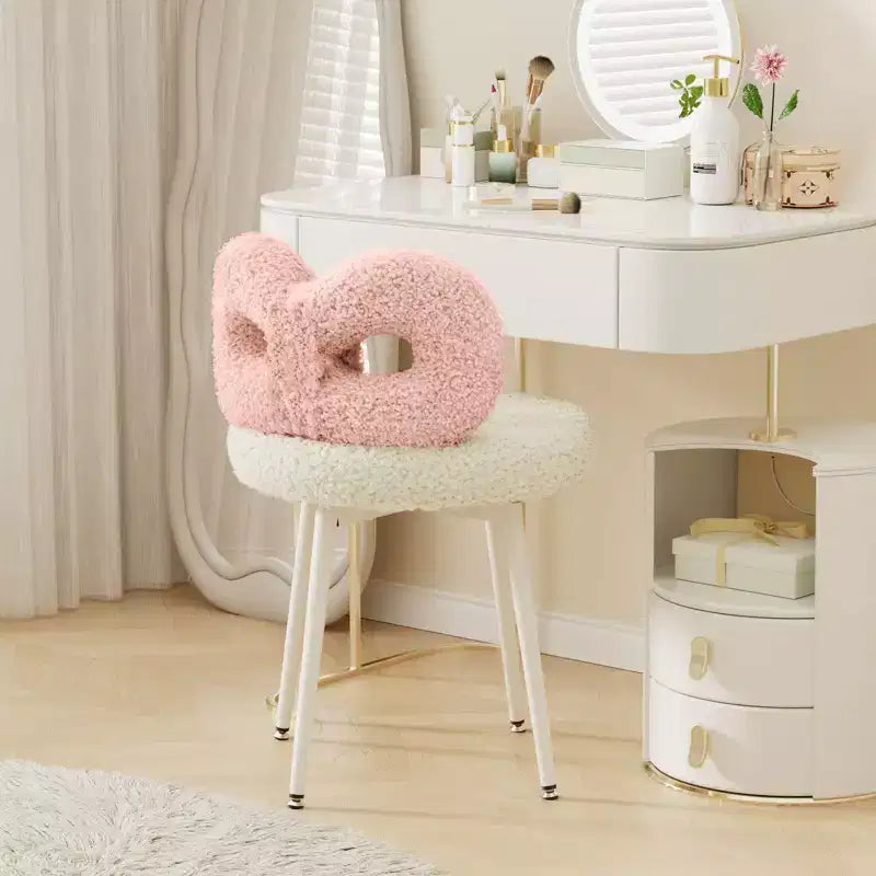 Chaise de vanité avec dossier, Chaise de maquillage pivotante, Chaise de bureau rembourrée pour filles