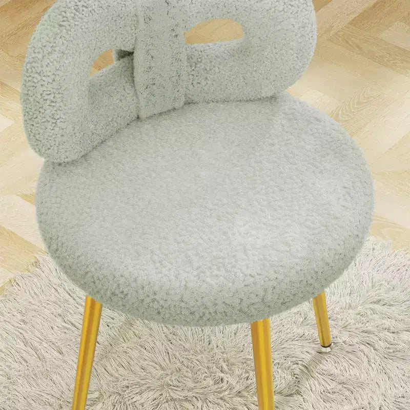 Chaise de vanité avec dossier, Chaise de maquillage pivotante, Chaise de bureau rembourrée pour filles