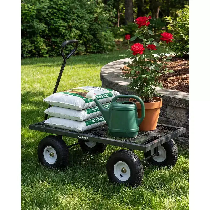 Chariot utilitaire d'extérieur robuste, capacité de 360 kg, pneus pneumatiques tout-terrain de 10 pouces