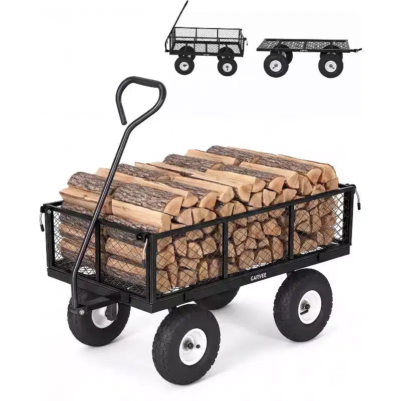 Chariot utilitaire d'extérieur robuste, capacité de 360 kg, pneus pneumatiques tout-terrain de 10 pouces