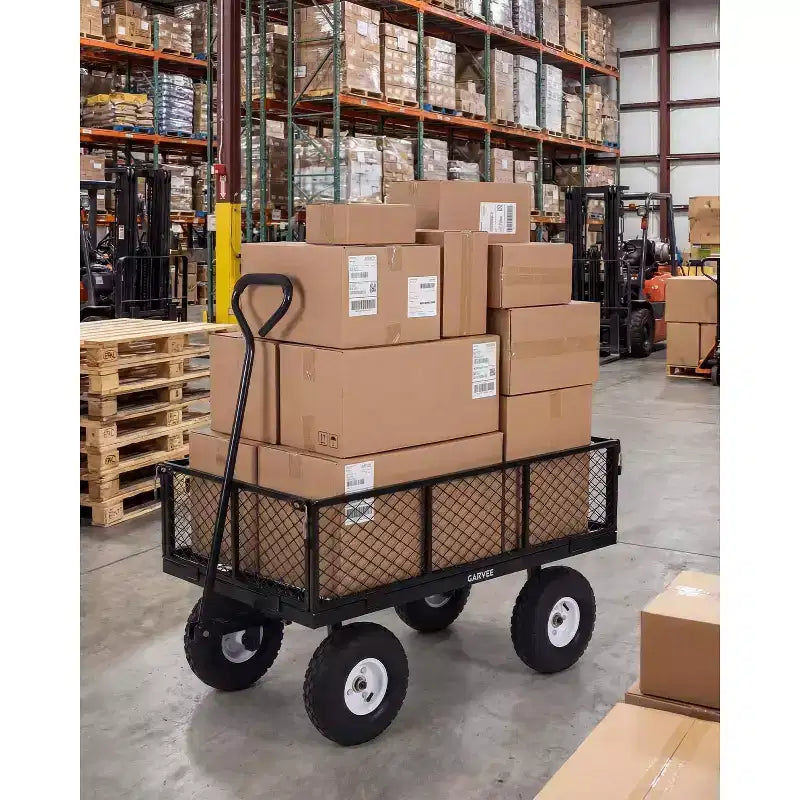 Chariot utilitaire d'extérieur robuste, capacité de 360 kg, pneus pneumatiques tout-terrain de 10 pouces