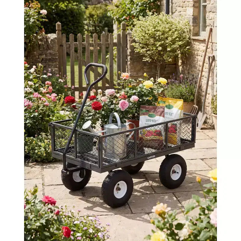 Chariot utilitaire d'extérieur robuste, capacité de 360 kg, pneus pneumatiques tout-terrain de 10 pouces