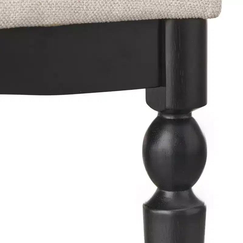 Chaise de salle à manger capitonnée avec pieds tournés beige/noir